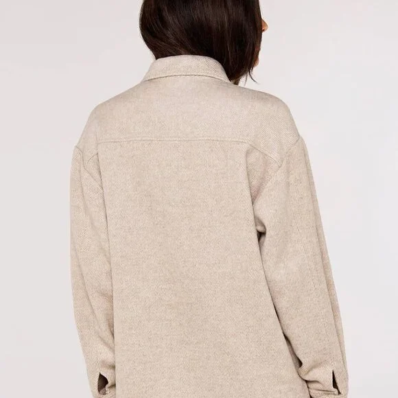 NWT - Apricot Herringbone Cream/Tan Twill Shacket - Picture 4 of 5